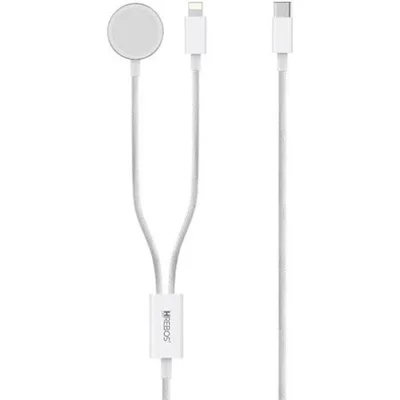 Cabo Two-in 2x1 Hrebos Tipo C, Compativel Lightning E Magnético Crw-501 Cor Branco