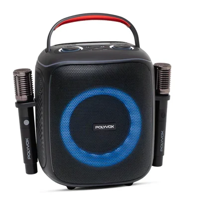 Caixa De Som Karaokê Polyvox Xk-1 – 160w Rms Com Microfones