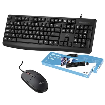 Kit Teclado E Mouse Com Fio Usb Aoc Office Ç Lançamento