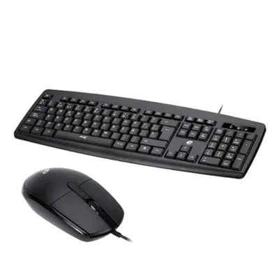 Conjunto Teclado E Mouse Com Fio Abnt2, Plug & Play, Preto Preto Preto