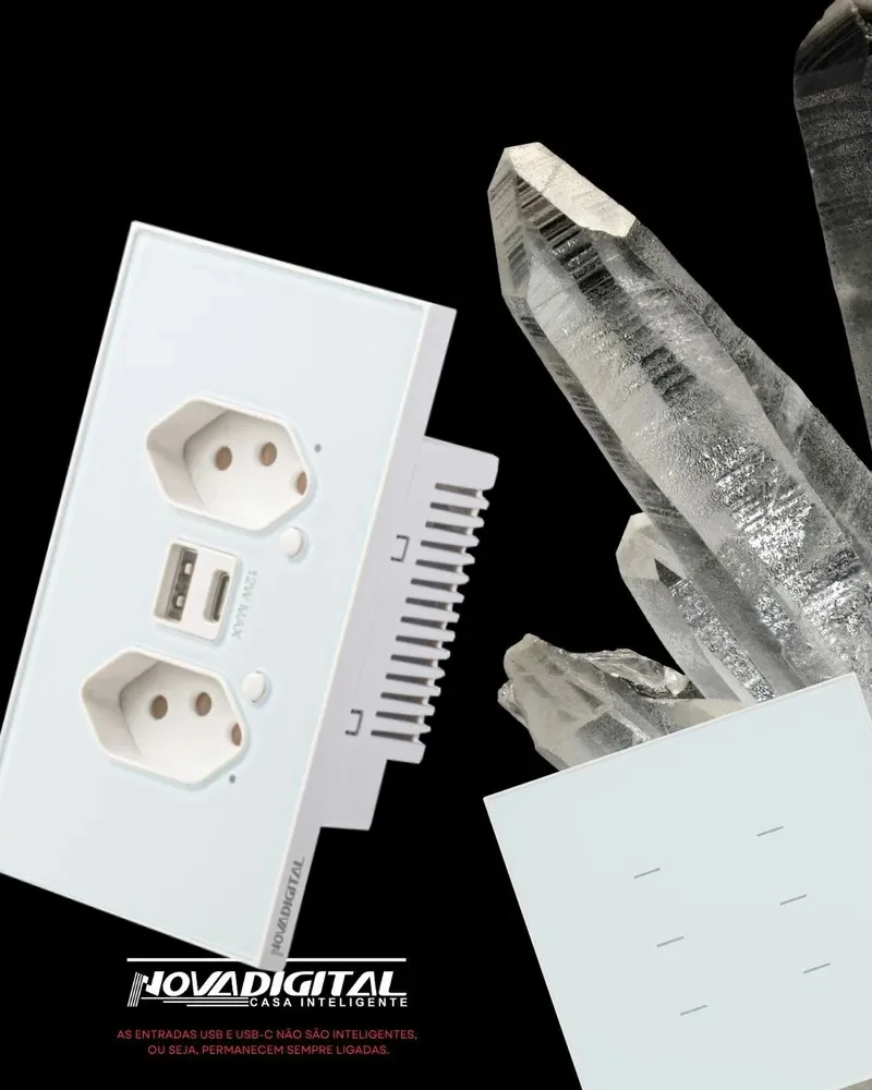 Imagem 3 de 5 do produto Tomada Inteligente Zigbee Novadigital Dupla Usb 10a Quartzo Branco Qz-s2-w
