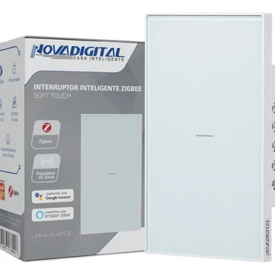 Interruptor Inteligente Zigbee Linha Quartzo Novadigital 10 A 1 Botão Branco Qz-1w