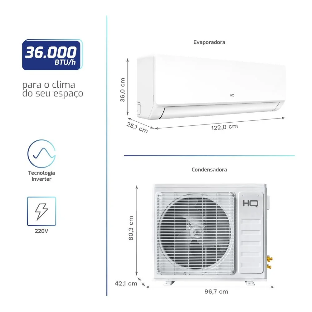 Imagem 2 de 5 do produto Ar Condicionado Split Hq Hi Wall Inverter 36.000 Btu/h Frio Monofásico Branco Viht36co3s2s713 220v
