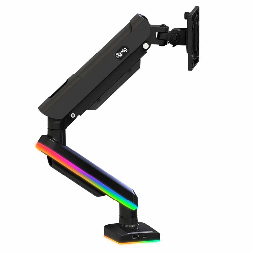 Suporte Gamer Com RGB De Mesa, Para Monitor 17" A 35", Pistão A Gás, Suporte Até 9kg, Preto, Elg