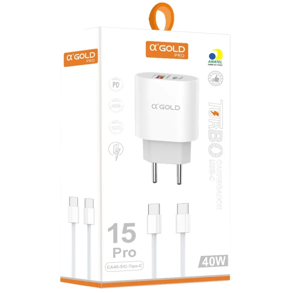 Carregador A'gold Celular Turbo Usb 40w Tipo C Ca40-5