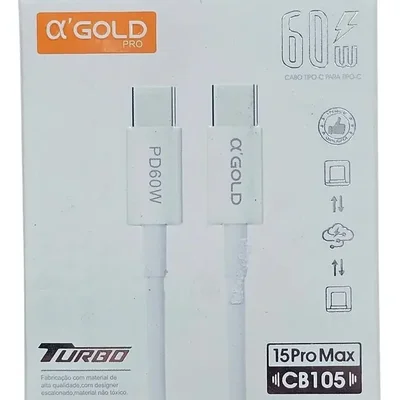 Cabo De Carga Tipo-c Para Tipo-c Com 2 Metros Turbo 60w   A'gold