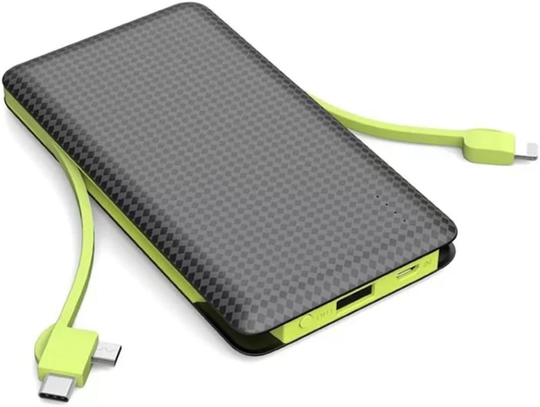 Carregador Portátil Universal Para Celular Power Bank 10000mah Carregamento Rápido 3 Saídas Lightning Usb-c E Usb (verde)