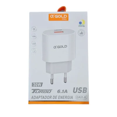 Fonte Entrada Usb-c 30w Agold Ca-31-4 Qualidade Premium Cor Branco