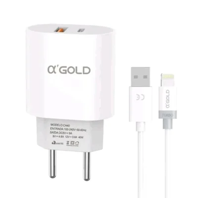 Kit Fonte Carregador Turbo 40w Cabo Usb-c A'gold