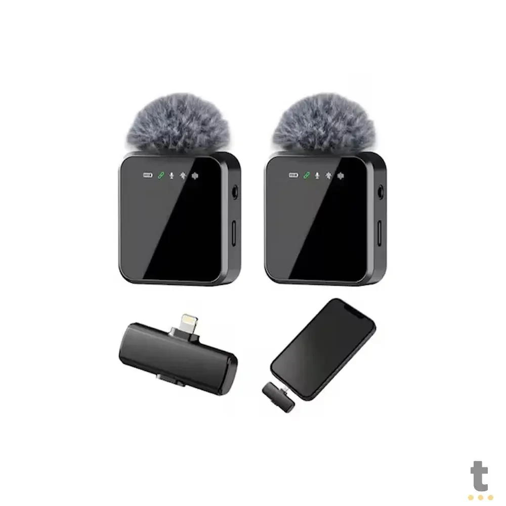 Kit C/ 2 Microfones Sem Fio Lapela Tipo C Agold C/ Longa Duração De Bateria E Abafador De Ruído - Mcf-19