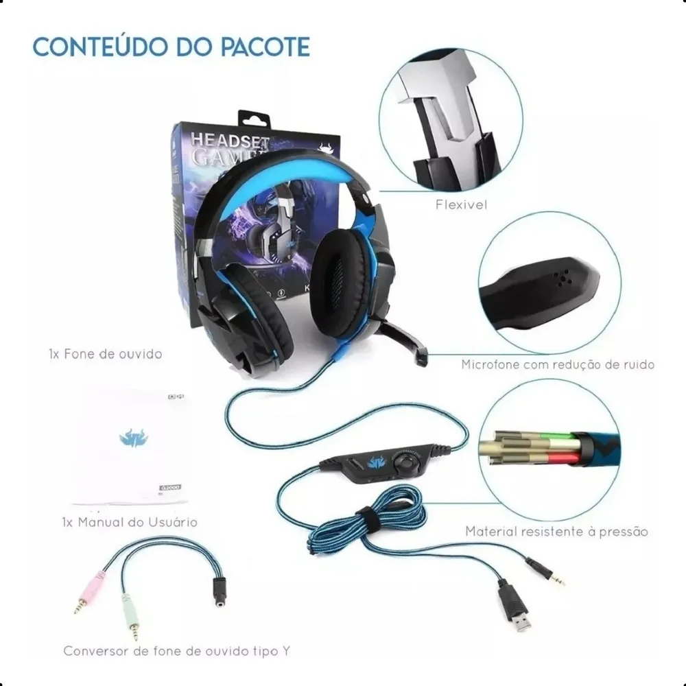 Imagem 3 de 5 do produto Headset Gamer Over-ear Com Redução De Ruído