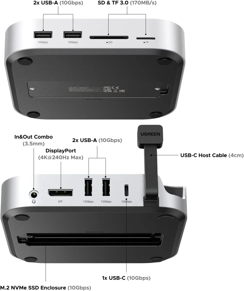 Imagem 4 de 5 do produto Dock Station Hub 10 Em 2 Usb-c Mac Mini M4/m4 Pro Dp 4k 10gbps