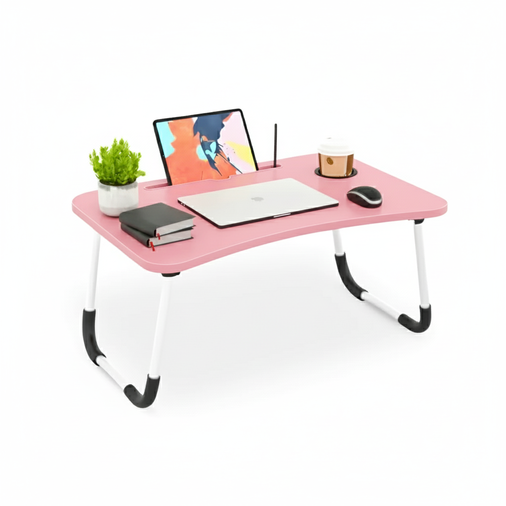 Mesa Notebook Rosa Menina Pequena Portátil Resistente Mdf Computador Madeira Dobravel
