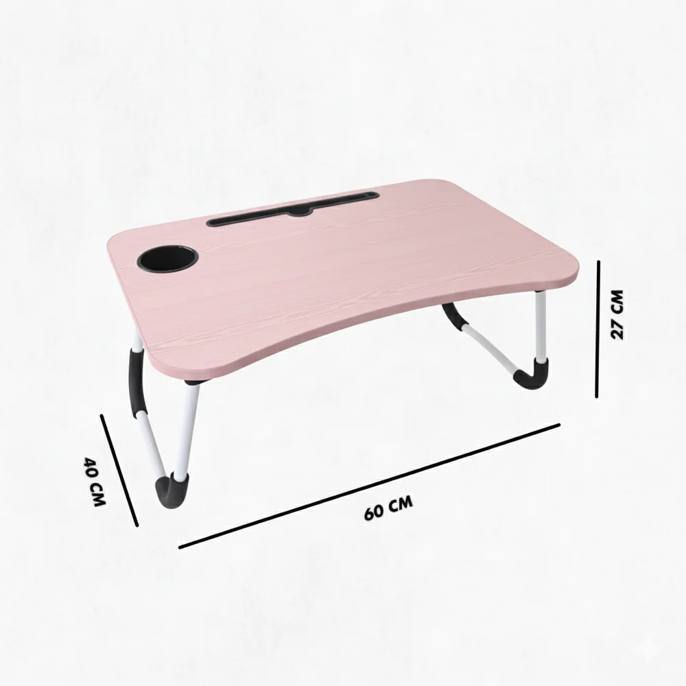 Imagem 2 de 5 do produto Mesa Notebook Rosa Menina Pequena Portátil Resistente Mdf Computador Madeira Dobravel