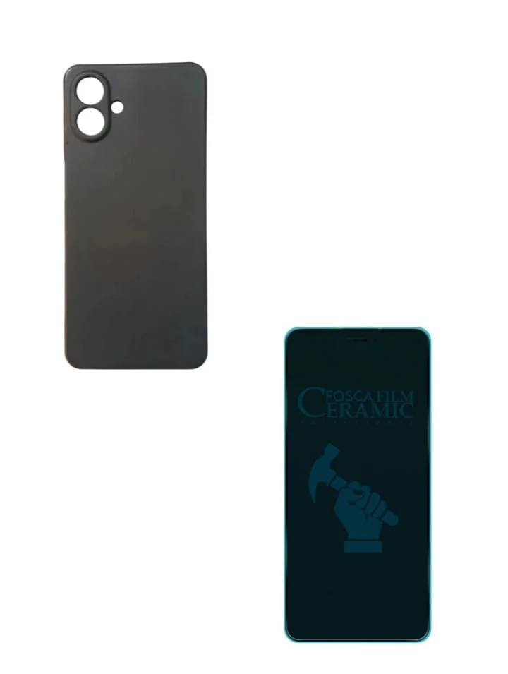 Imagem 4 de 5 do produto Case Silicone Aveludada Preto + Película Fosca Privacidade Samsung Galaxy A07