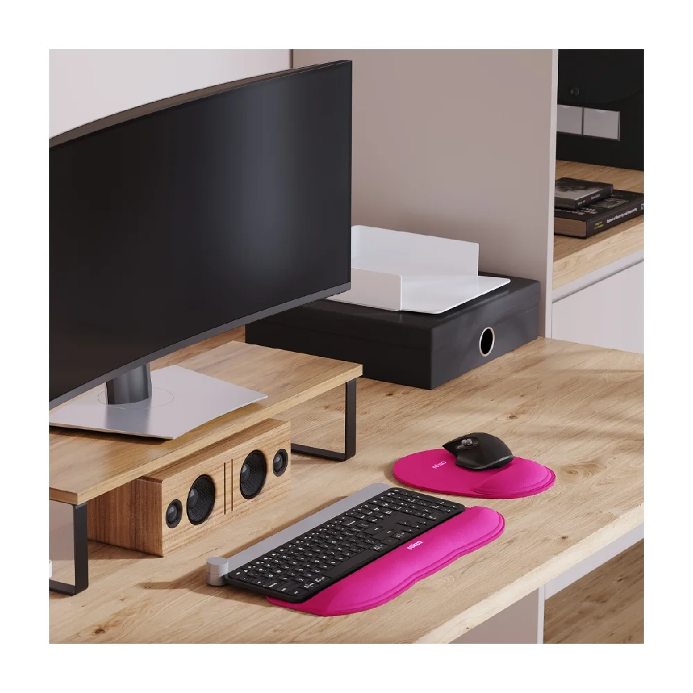 Imagem 3 de 5 do produto Mouse Pad Ergonômico 24 X 20,6cm, Reliza Comfort, Apoio Para Pulso E Base Antiderrapante - Magenta