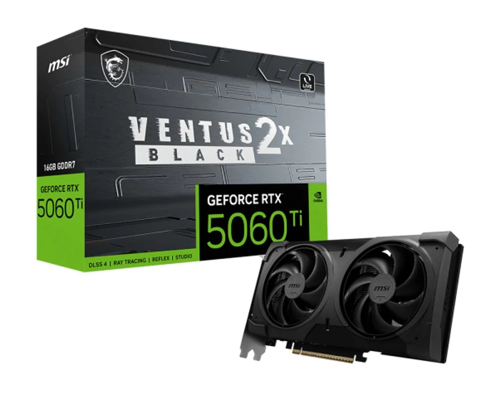 Placa De Vídeo Nvidia Geforce Msi RTX5060ti Ventus Oc Black Plus 2x 16gb - 128 Bits - HDMI/3x Dp - 912-v535