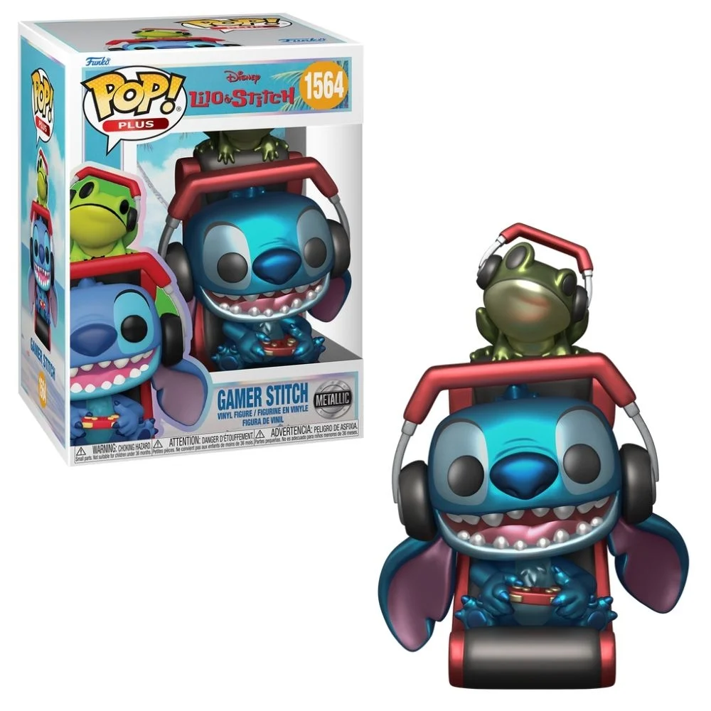 Imagem 2 de 3 do produto Boneco Funko Pop! Plus Disney Lilo & Stitch - Stitch Gamer (metálico)