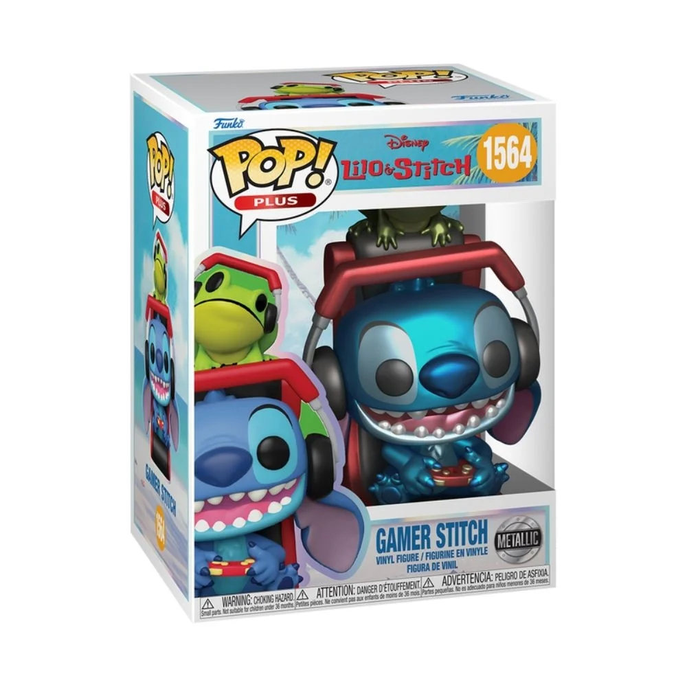 Imagem 3 de 3 do produto Boneco Funko Pop! Plus Disney Lilo & Stitch - Stitch Gamer (metálico)