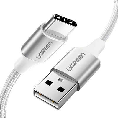 Cabo De Dados Ugreen Usb Para Usb-c Nylon Trancado 1m 3a Us288 Prata - 60131