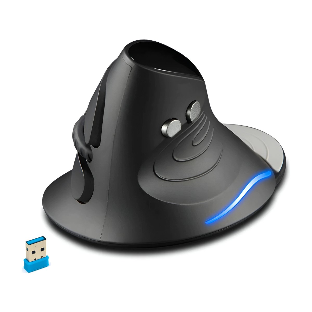 Mouse Sem Fio Vertical Ergonômico Wireless 2.4g Com LED Fire Phoenix D-m6 Preto