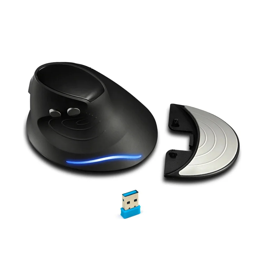 Imagem 2 de 5 do produto Mouse Sem Fio Vertical Ergonômico Wireless 2.4g Com LED Fire Phoenix D-m6 Preto