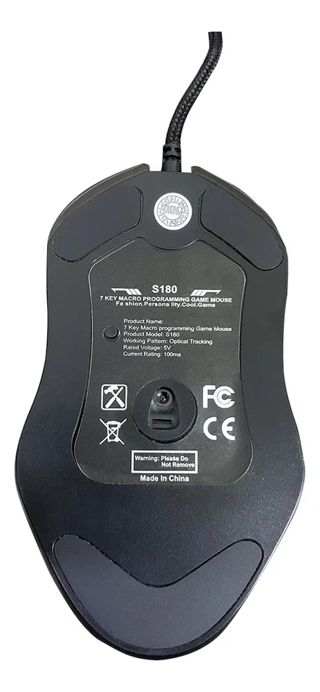 Imagem 2 de 5 do produto Mouse Gamer Óptico LED RGB 6 Botões 3200 Dpi 6 Botões Com Fio Preto S180 Luuk Young