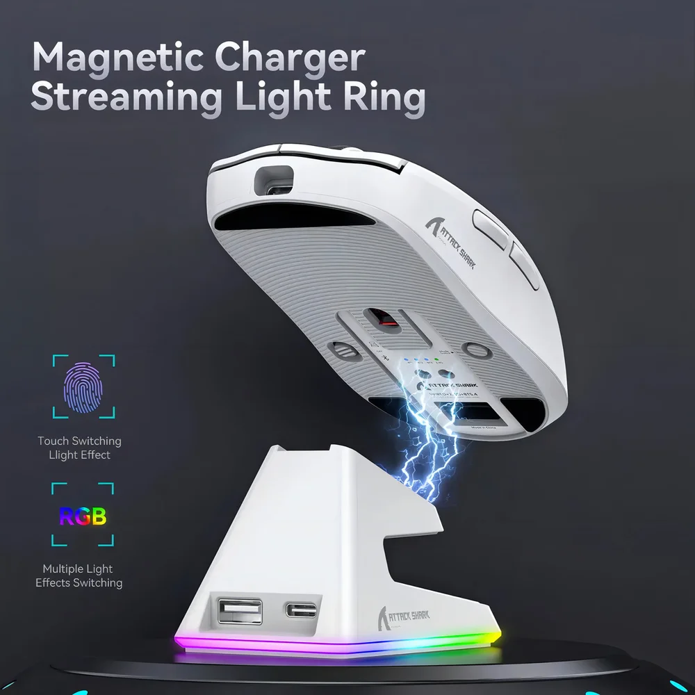 Imagem 5 de 5 do produto Mouse Gamer Sem Fio 2.4ghz Bluetooth Paw3395 Tri-mode 26000 Dpi Branco X6