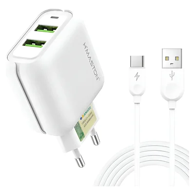 Carregador 2 Portas Usb 5.1a Rápido Com Cabo 1 Metro Lr24
