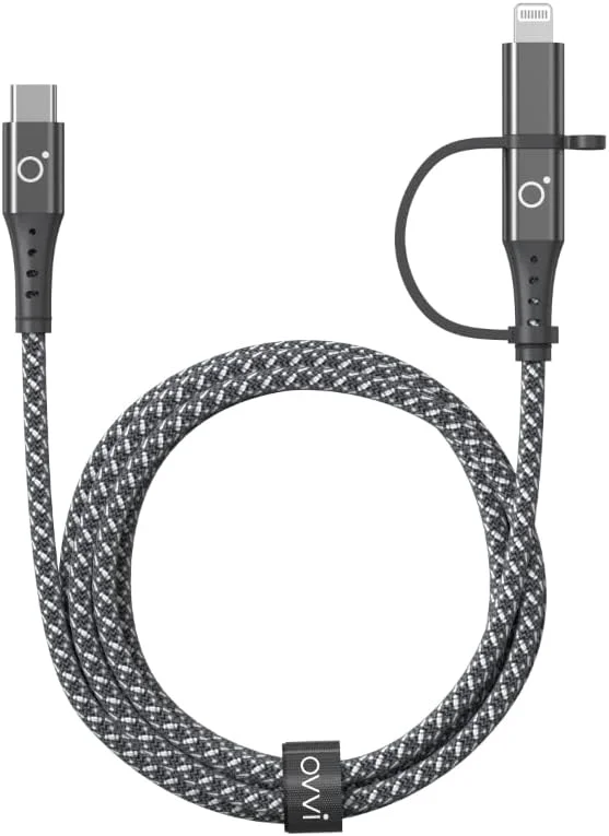 Imagem 3 de 3 do produto Cabo 2 Em 1 Usb-c Para Usb-c + Lightning Preto H'maston