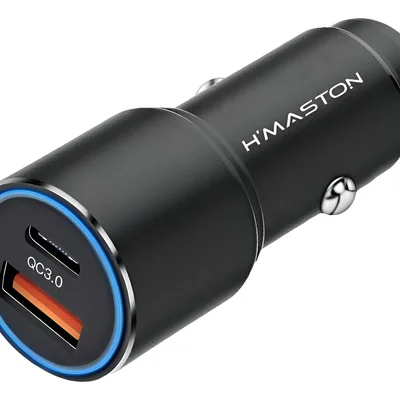 Carregador Veicular Turbo Tipo-c + Usb Hmaston L09 Cor Preto