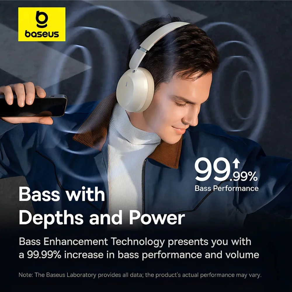 Imagem 4 de 5 do produto Fone Over-ear Baseus 50 Horas Resistente Água Moderno
