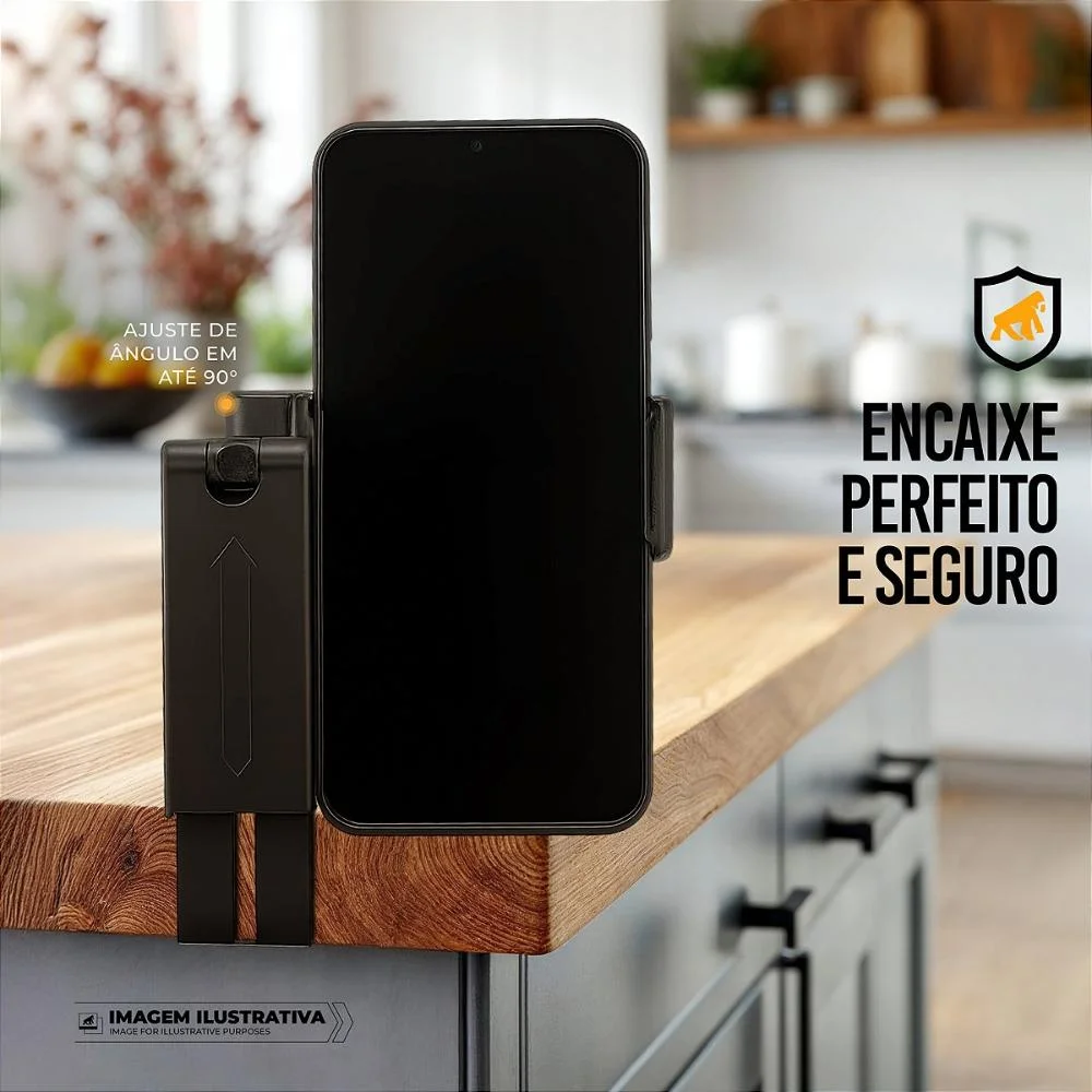 Imagem 5 de 5 do produto Suporte Articulado Para Mesa – Ajuste 90°, Rotação 360°, Dobrável, Antiderrapante E Compatível Com Smartphones Até 9cm – Hybrid - Gshield