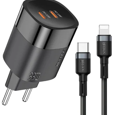 Carregador Premium Hrebos Crg-223i Usb-c/lightning 33w - Preto