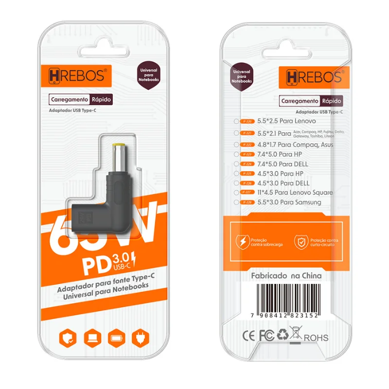 Imagem 2 de 4 do produto Plug adaptador Type-C compatível com Lenovo Modelo IF-220 5.5x2.5 (medida em centímetros)