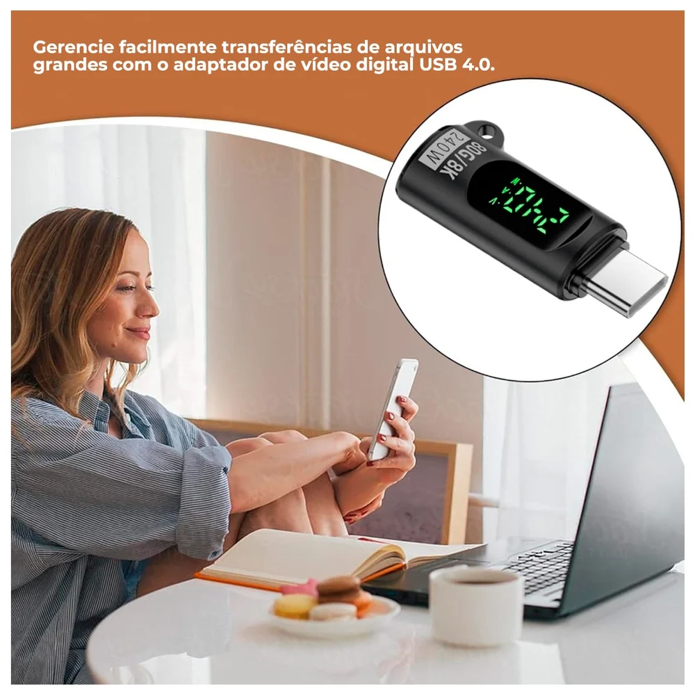 Imagem 4 de 5 do produto Adaptador Otg Ultra Rapido Usb 4.0 Tipo C Para Tipo C Pd240w Tasrioml