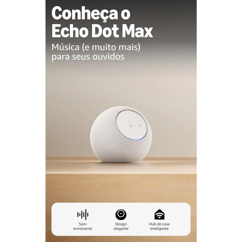 Imagem 4 de 5 do produto Amazon Echo Dot Max , Smart Speaker Com Alexa, Som Envolvente E Hub De Casa Inteligente Integrado, Ideal Para Sua Sala De Estar, Cor Branca