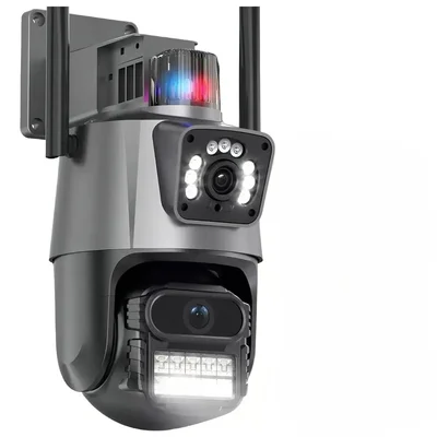 Câmera De Segurança Externa Dupla 4k, 6mp, Sirene Policial, Visão Noturna, Wifi