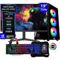 "PC Gamer Completo Intel Core i5, 16gb Ram, SSD 240GB, Video 2gb, Monitor 19"", Kit Periféricos"