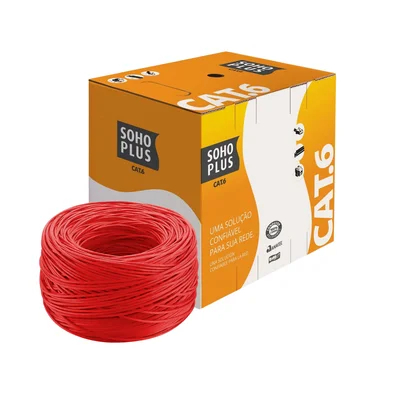 50 M Cat6 Furukawa Soho Plus  + 30 Conectores - Vermelho