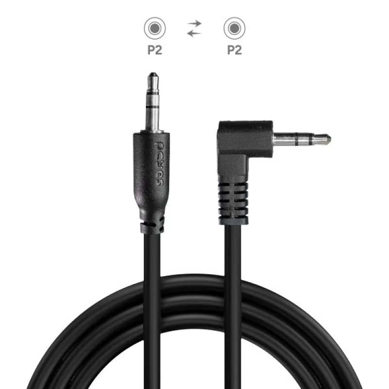 Imagem 5 de 5 do produto Cabo P2 3.5mm M Para P2 3.5mm M 90° - Preto - 1m - P2pr-1