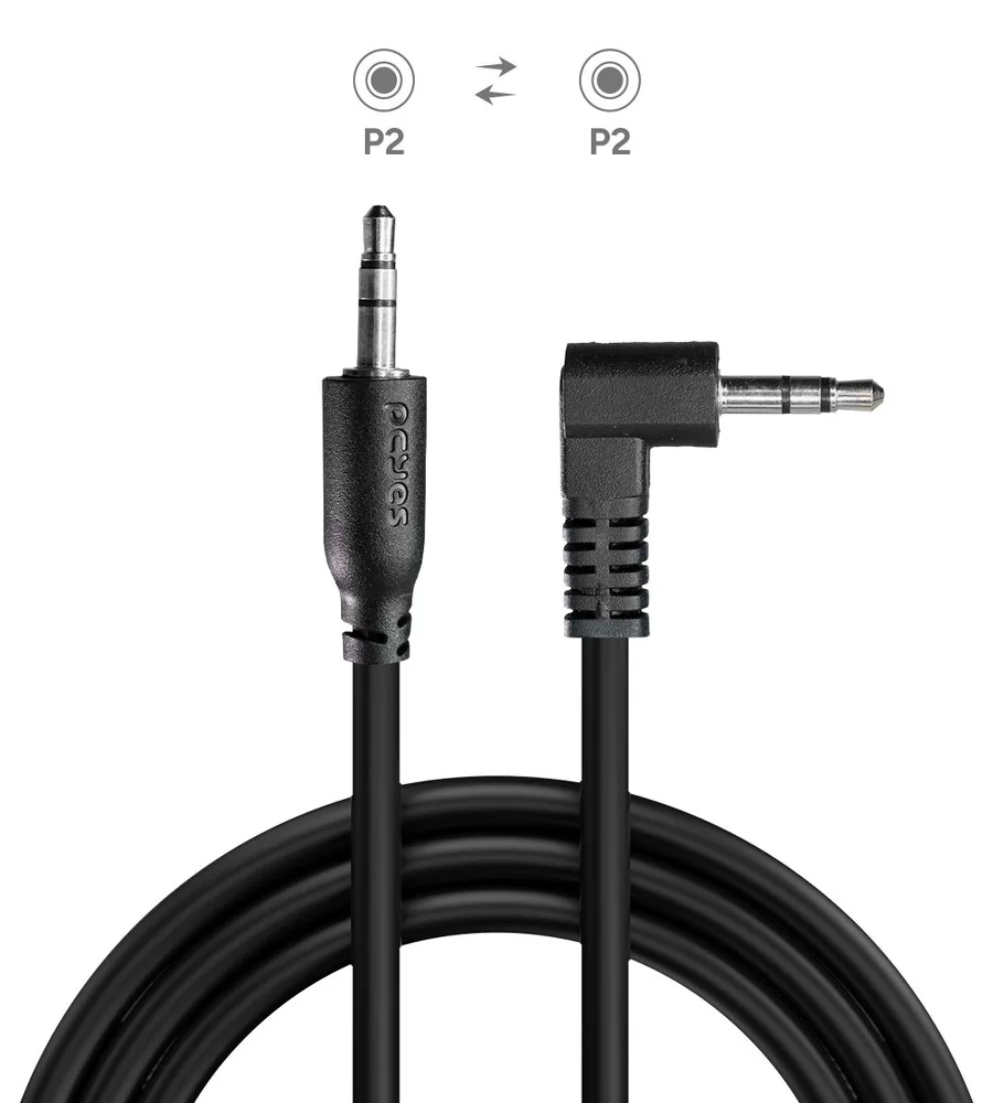 Imagem 5 de 5 do produto Cabo P2 3.5mm M Para P2 3.5mm M 90° - Preto - 2m - P2pr-2