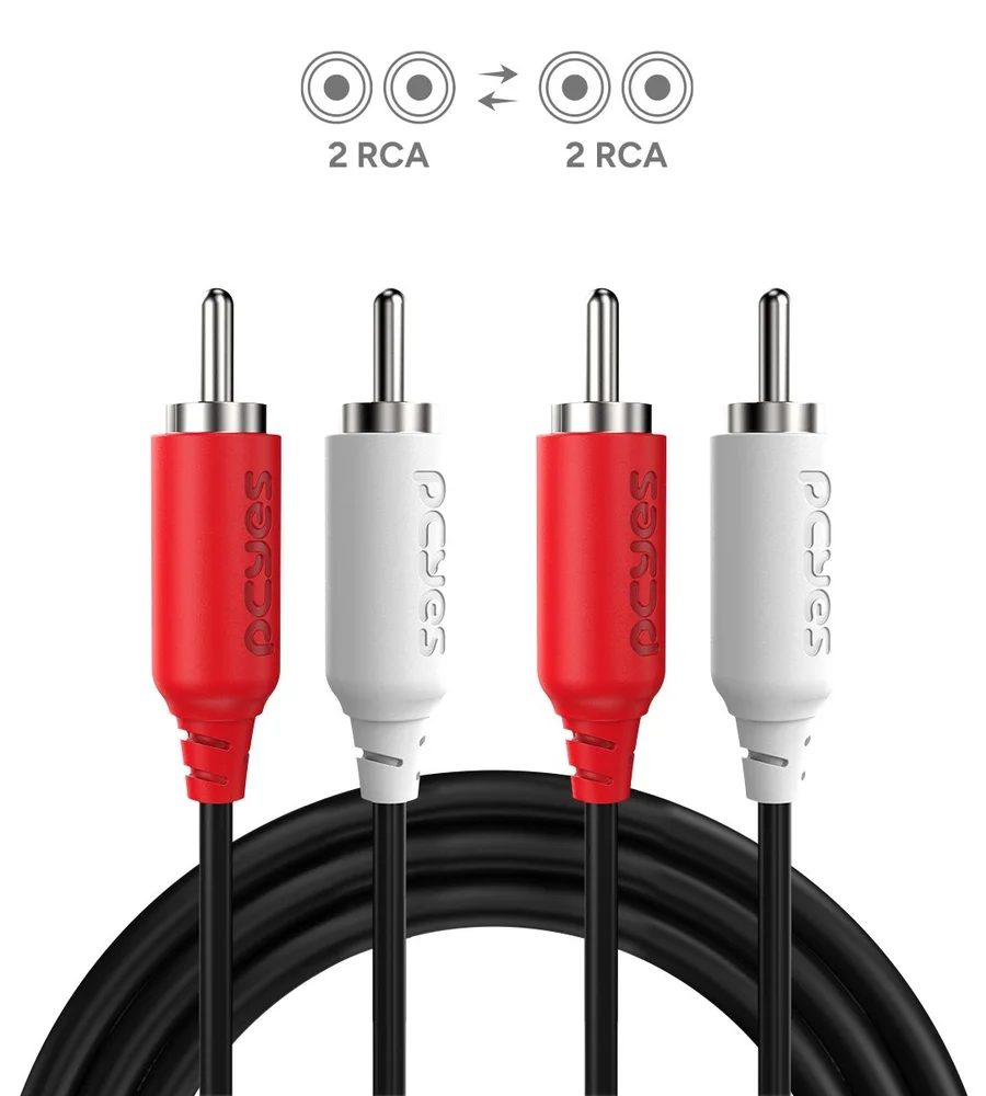 Imagem 3 de 5 do produto Cabo 2 Rca M Para 2 Rca M - 2 Mts - P2r-2