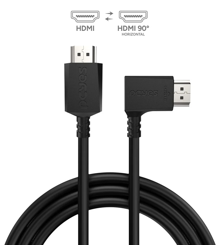 Imagem 3 de 5 do produto Cabo HDMI 2.0 Conec.90º Horizontal - Preto - 2 Metros - Ph90h-2