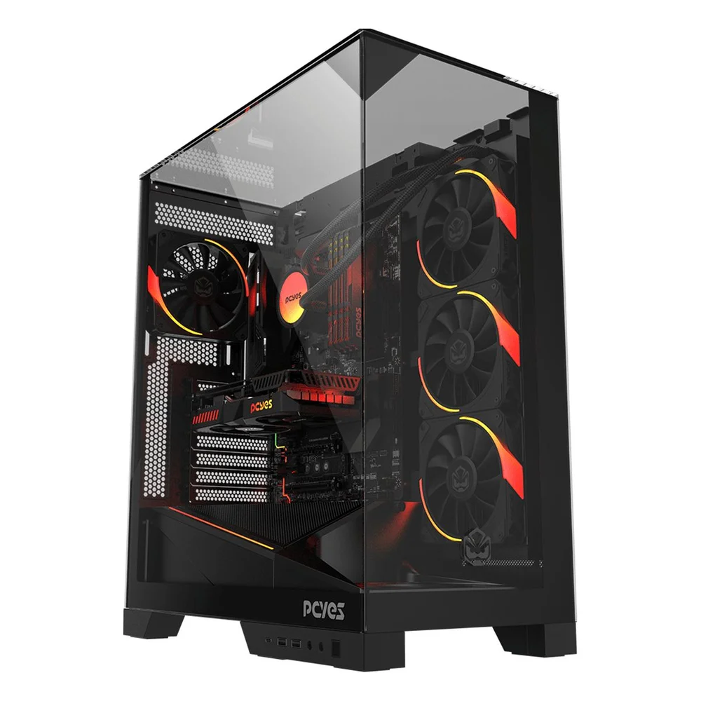 Gabinete Gamer PCyes Forcefield Dome Black Vulcan - Gffdbv