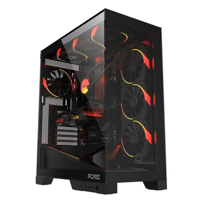 Gabinete Gamer PCyes Forcefield Flow Black Vulcan - Gfffbv