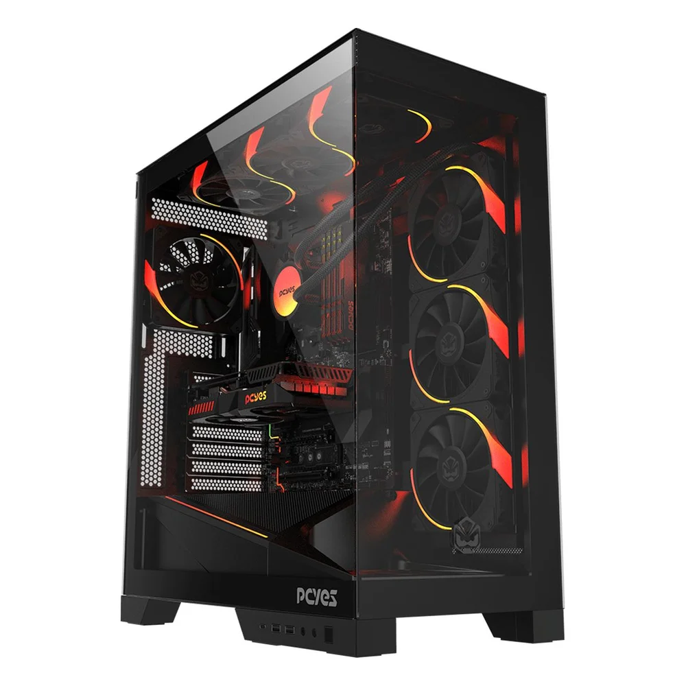 Gabinete Gamer PCyes Forcefield Flow Black Vulcan - Gfffbv