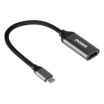 Cabo Usb Tipo-c Para HDMI Fêmea 2.0 4k/60hz - Preto - 15cm - Nylon - Pucf-15p