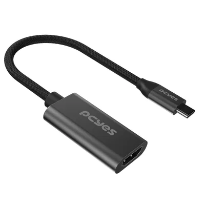Cabo Usb Tipo-c Para HDMI Fêmea 2.1 8k/60hz - Preto - 15cm - Nylon - Pucm-15p
