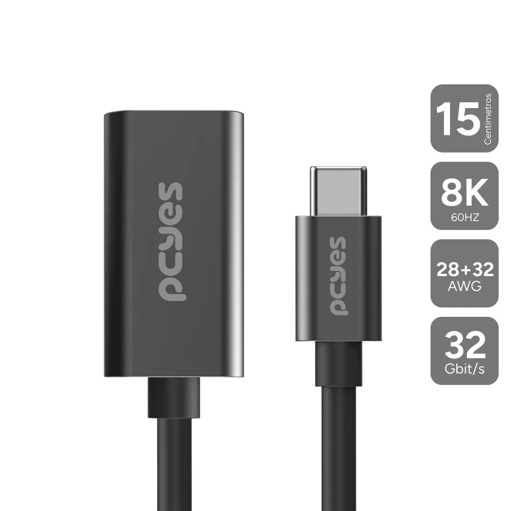 Imagem 3 de 4 do produto Cabo Usb Tipo-c Para HDMI Fêmea 2.1 8k/60hz - Preto - 15cm - Pucf-15-2.1